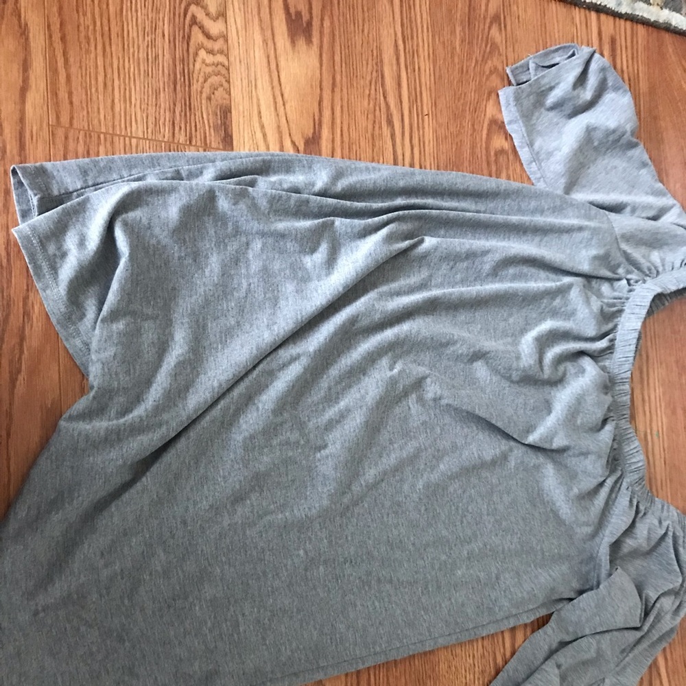 Over the shoulder grey mid-length dress